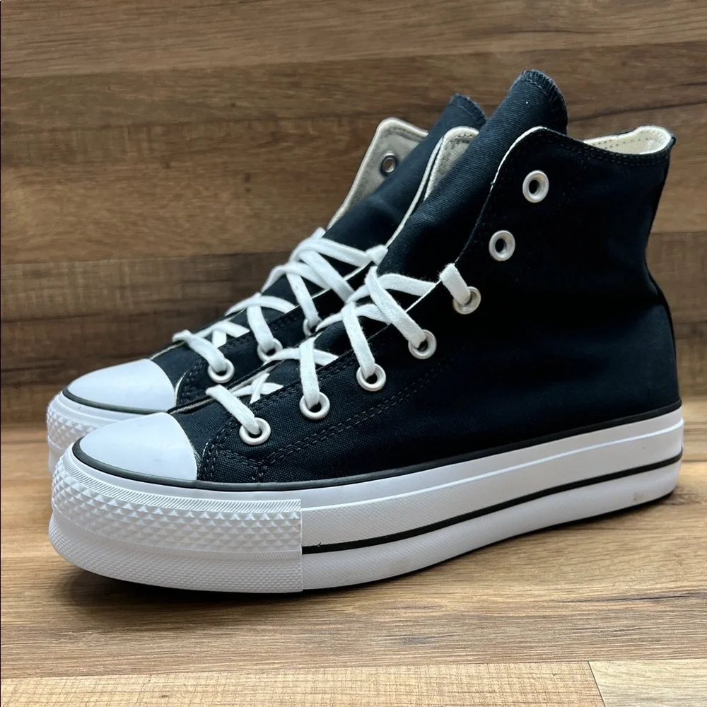 Converse Classic Black and White High-Tops platform